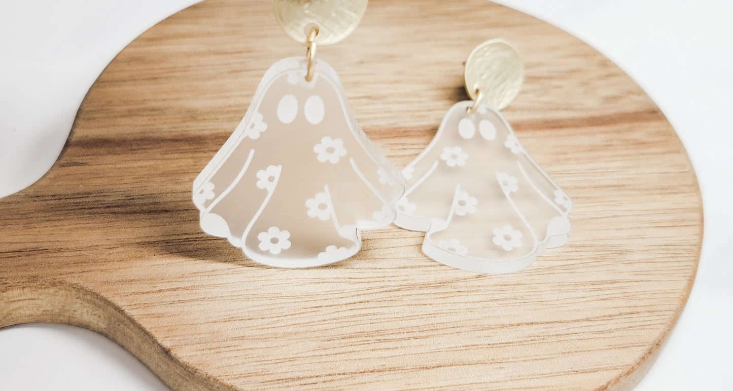 Groovy Ghost Floral Earrings
