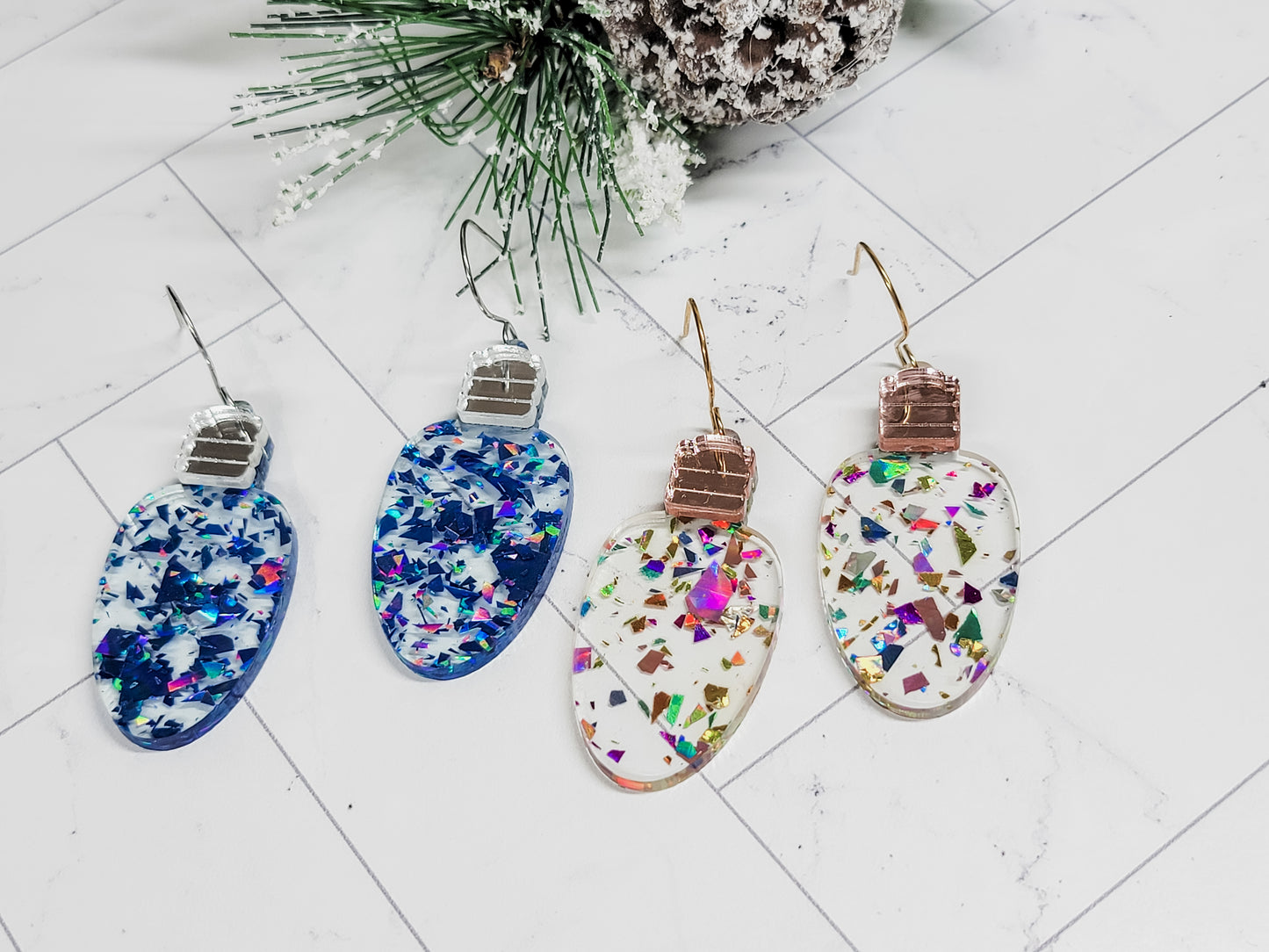 Christmas Tree Light Bulb Earrings