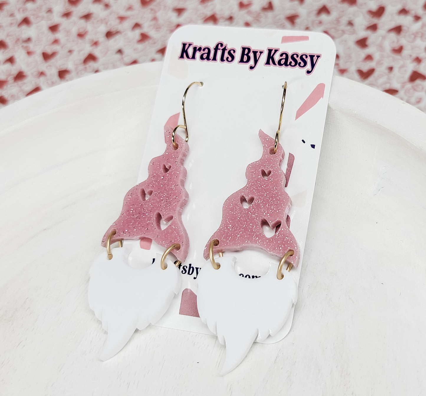 Gnome Heart Hat Earrings