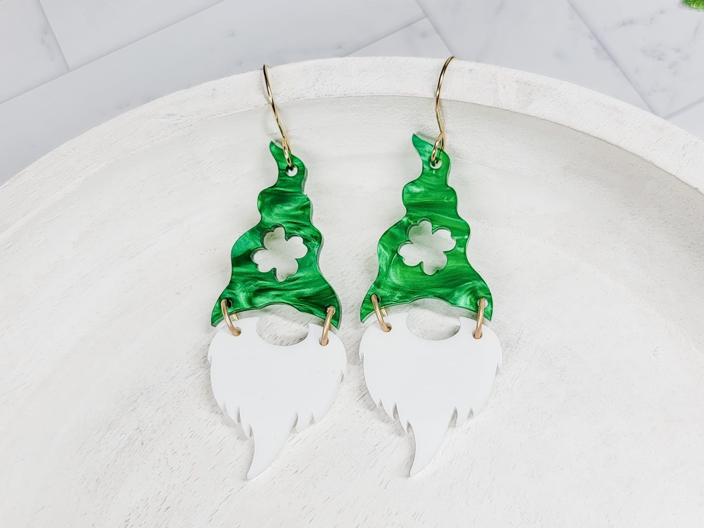 Gnome Shamrock Hat Earrings