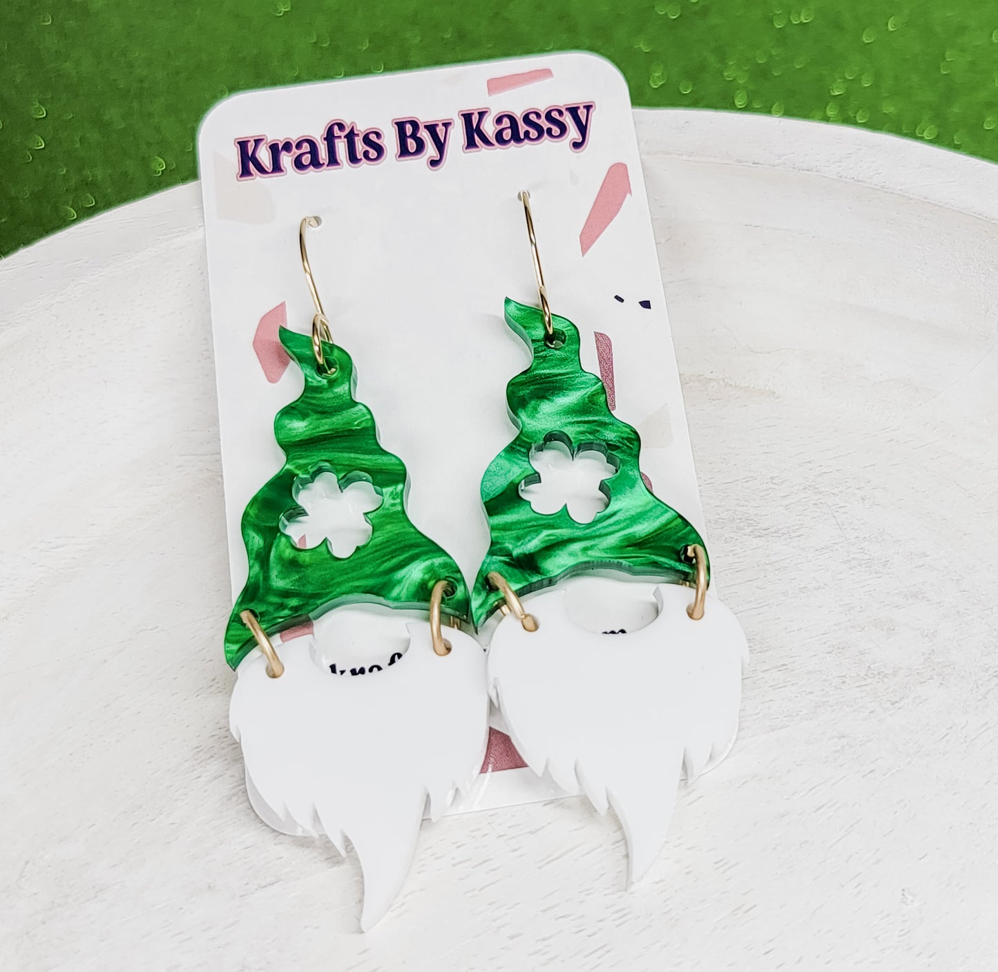 Gnome Shamrock Hat Earrings