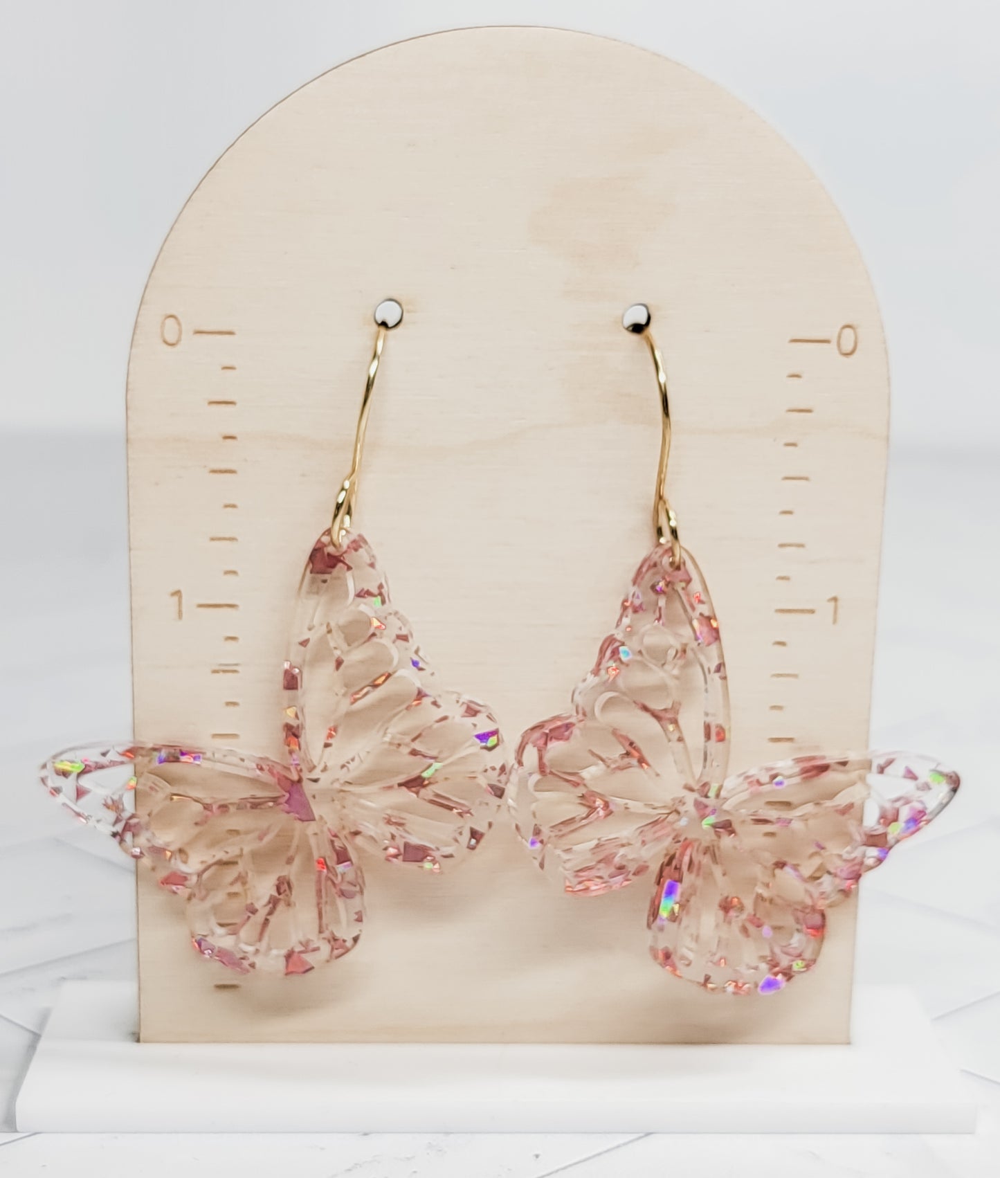 Butterfly Rose Gold Flake Earrings