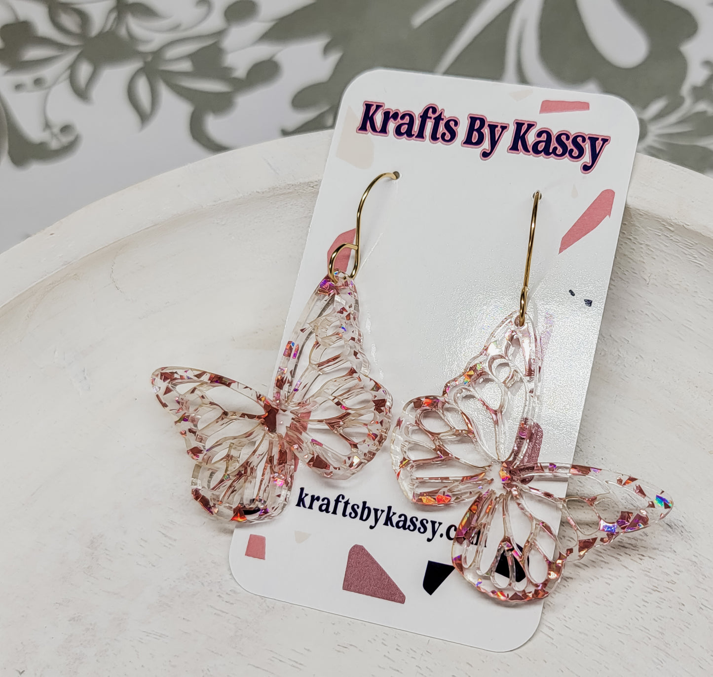 Butterfly Rose Gold Flake Earrings