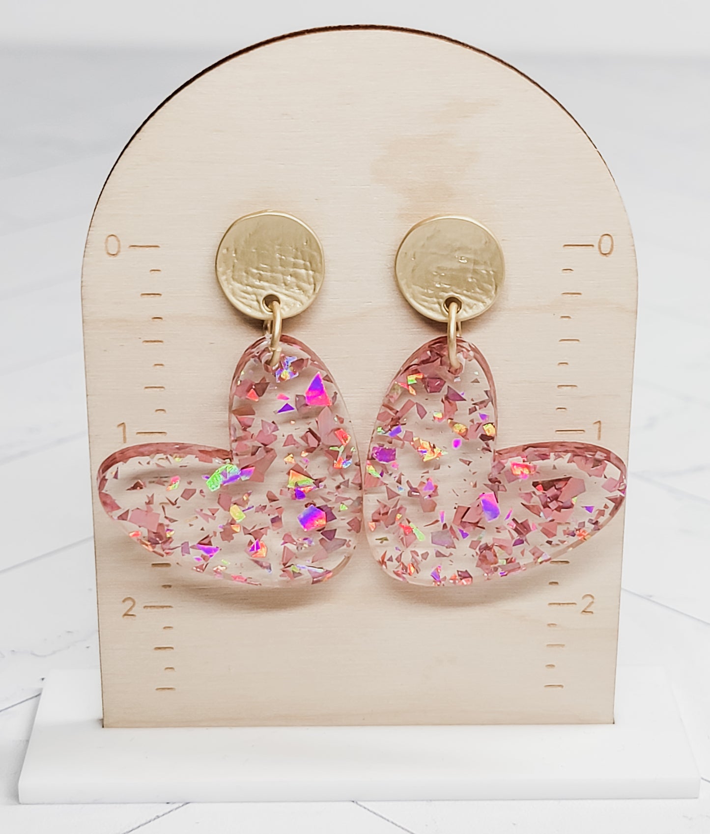 Rose Gold Flake Heart Earrings