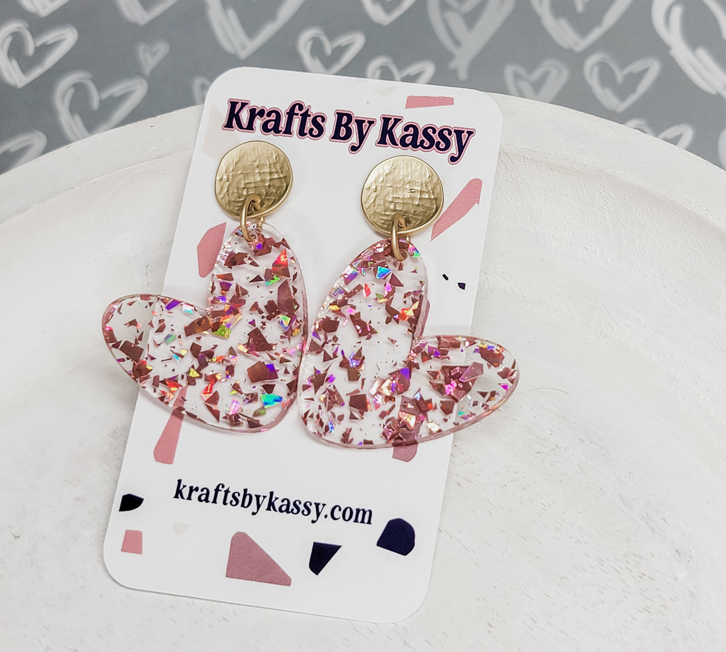 Rose Gold Flake Heart Earrings