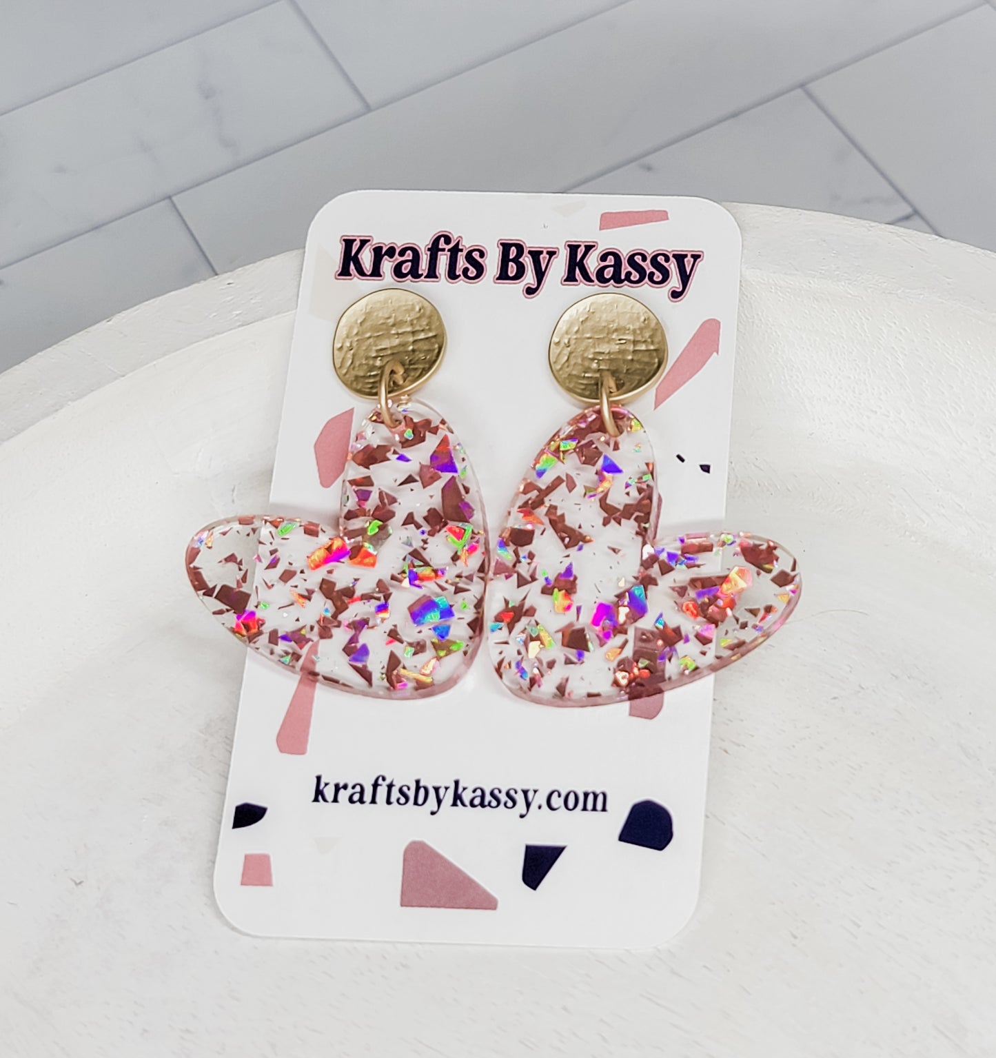 Rose Gold Flake Heart Earrings