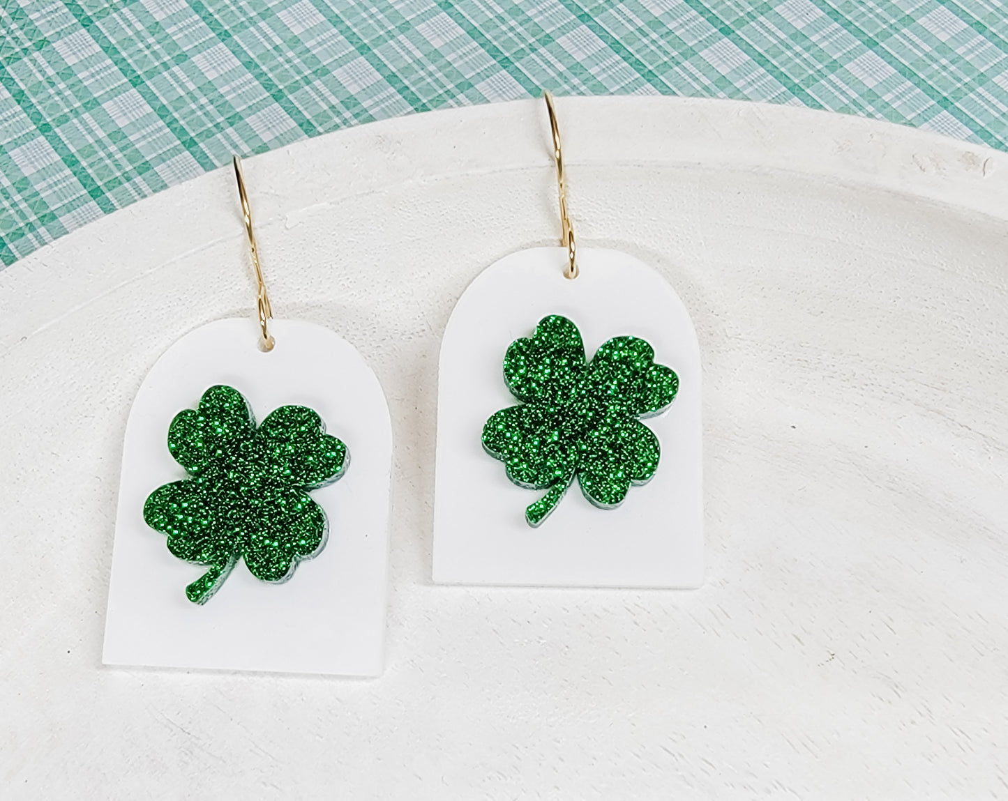 Glitter Shamrock Arch Earrings