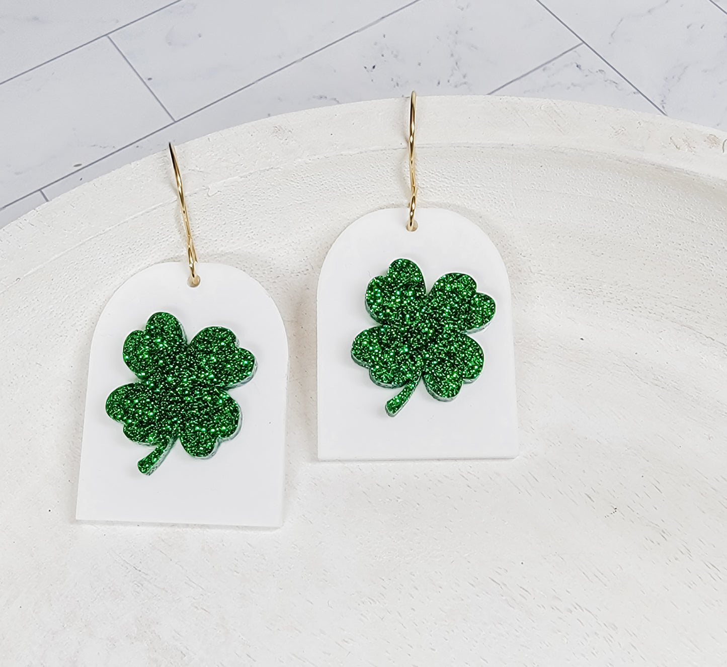 Glitter Shamrock Arch Earrings