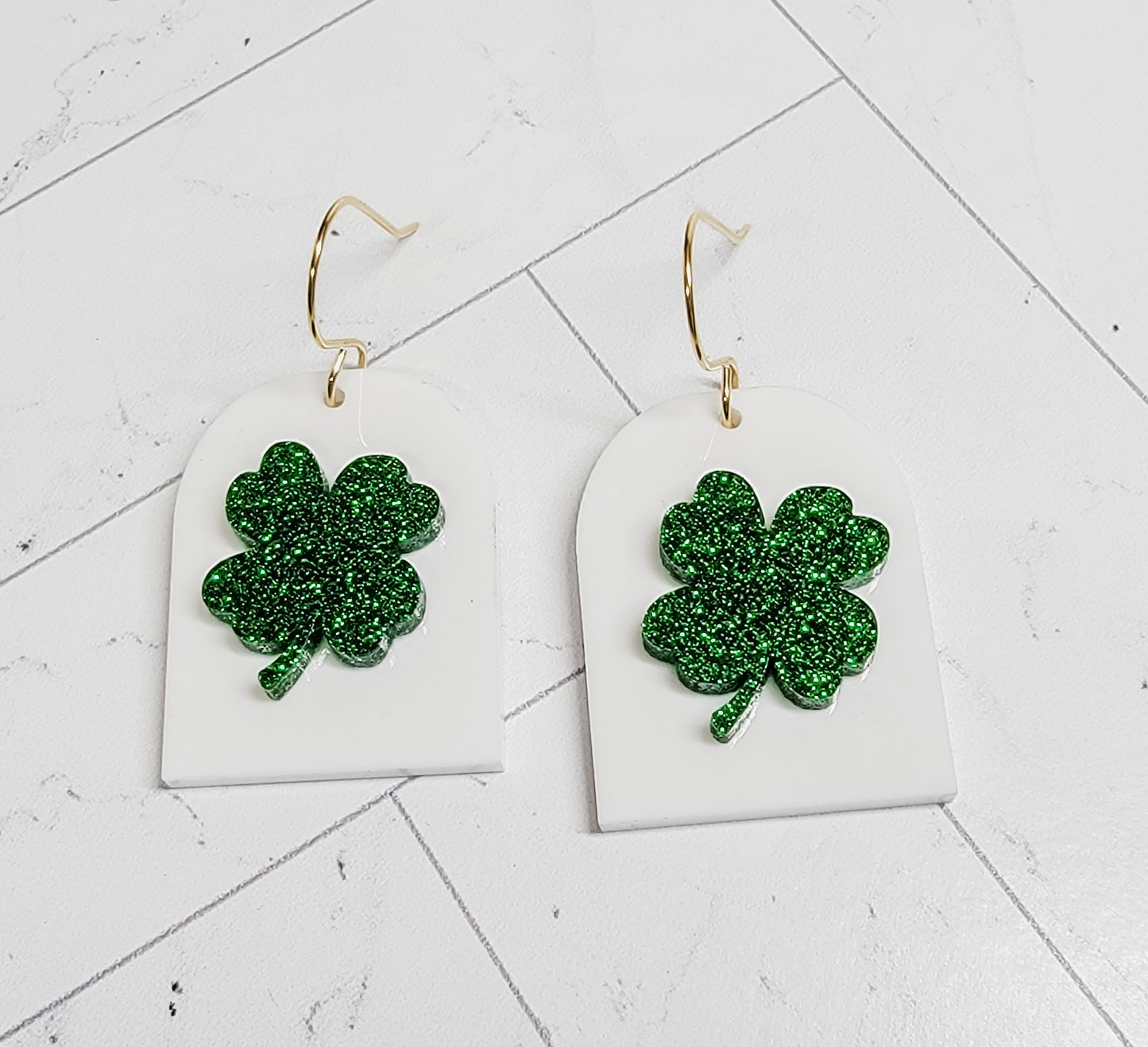 Glitter Shamrock Arch Earrings