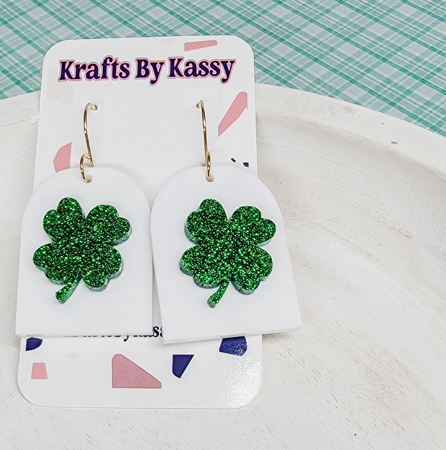 Glitter Shamrock Arch Earrings