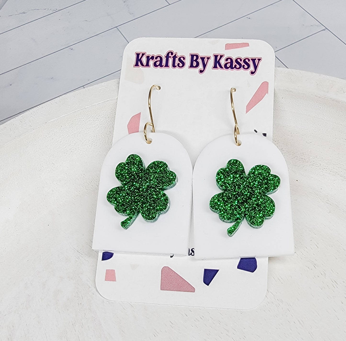 Glitter Shamrock Arch Earrings