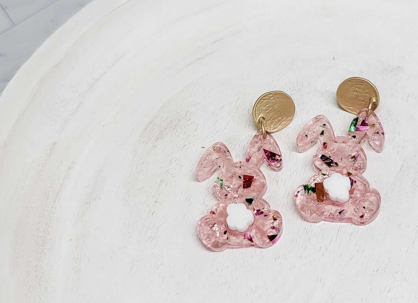 Pink Fluffy Bunny Earrings