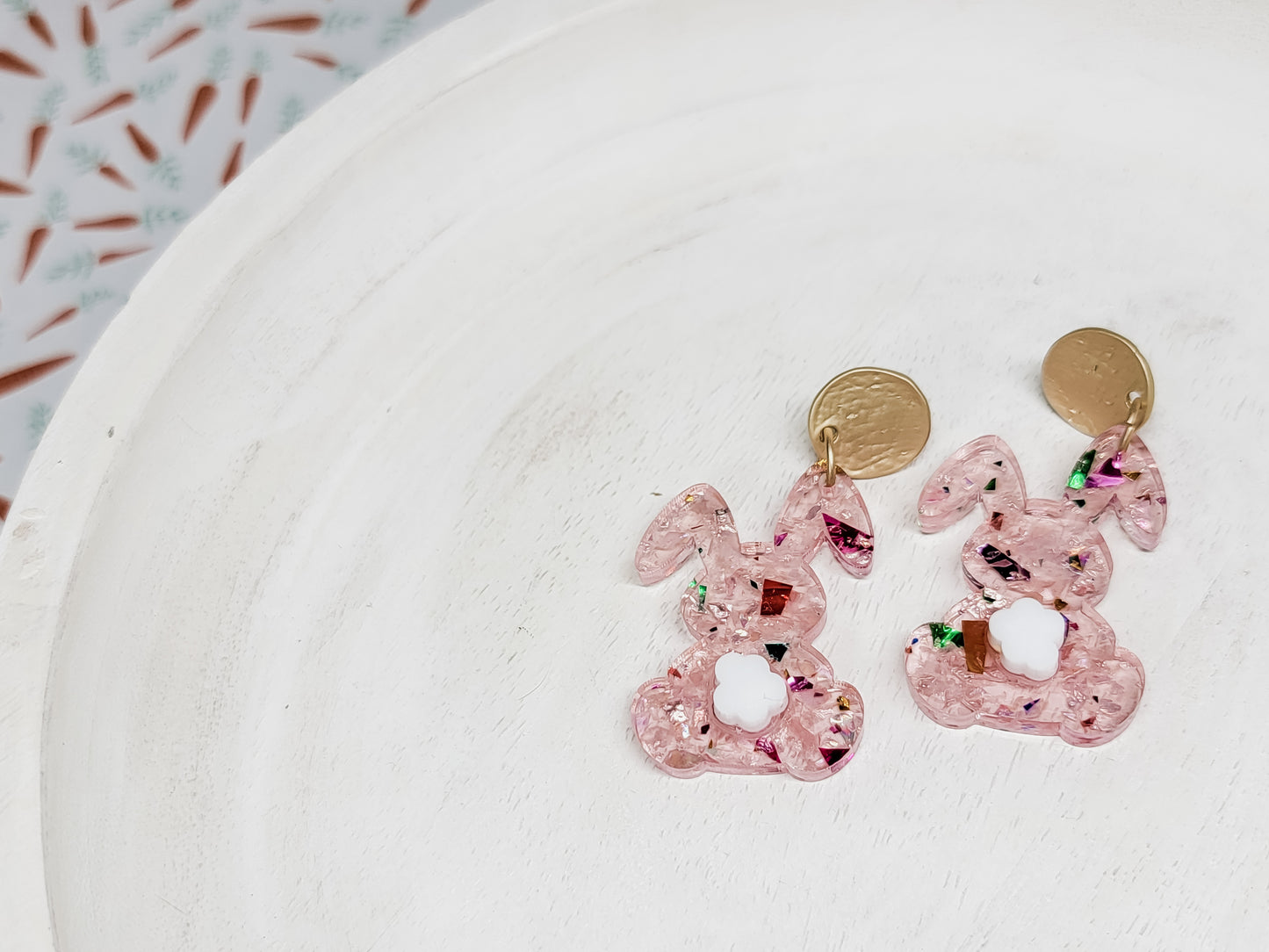 Pink Fluffy Bunny Earrings