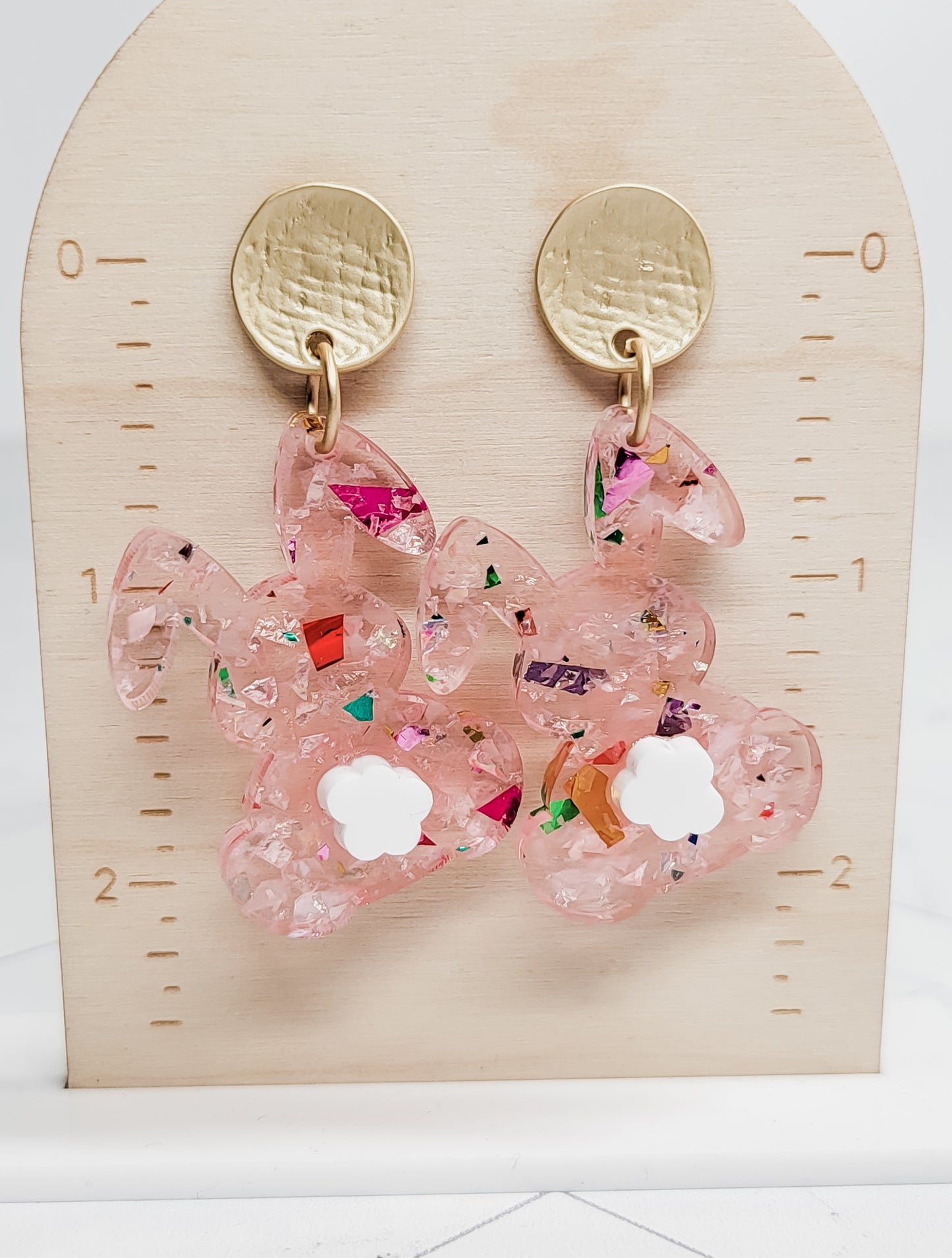 Pink Fluffy Bunny Earrings