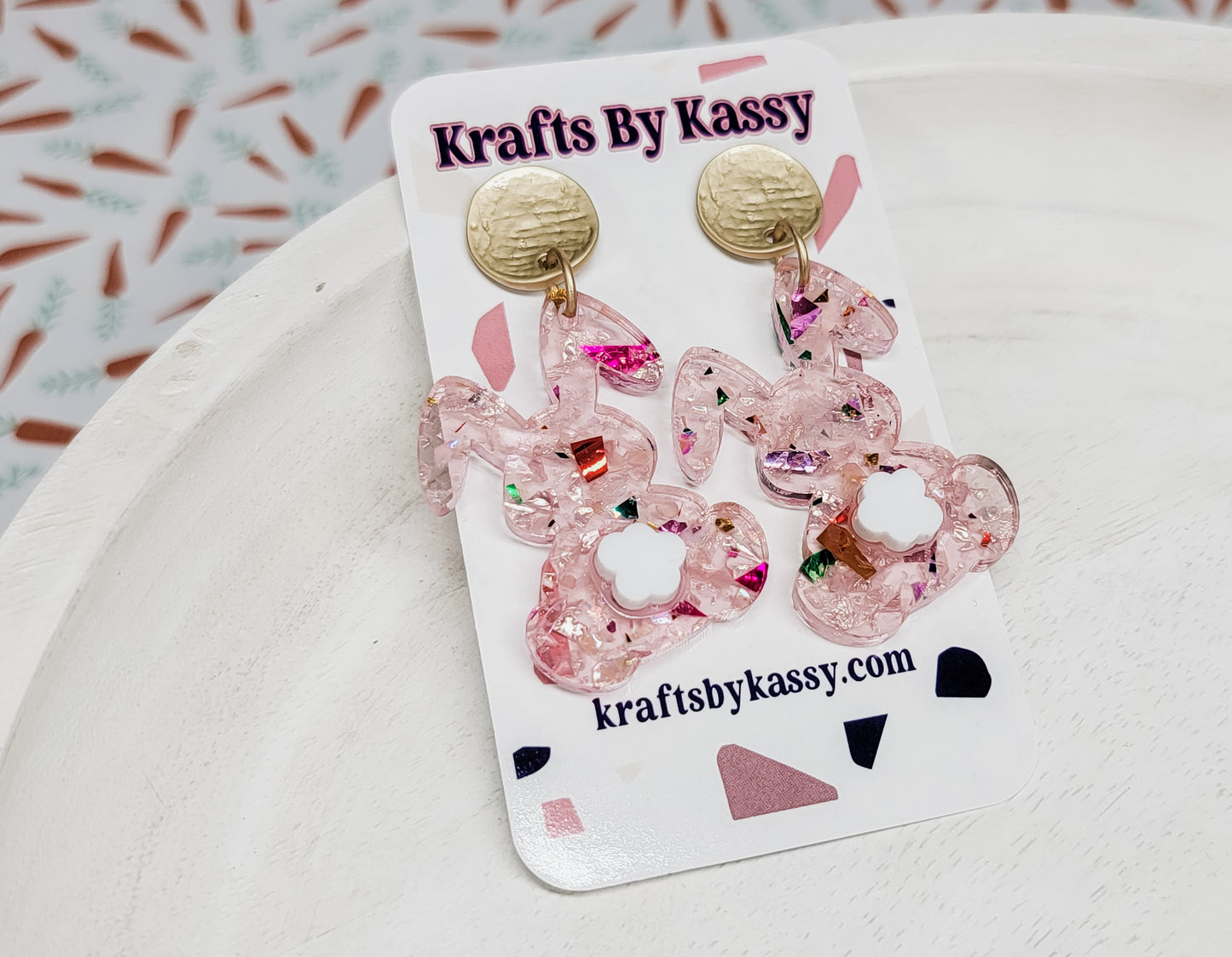 Pink Fluffy Bunny Earrings