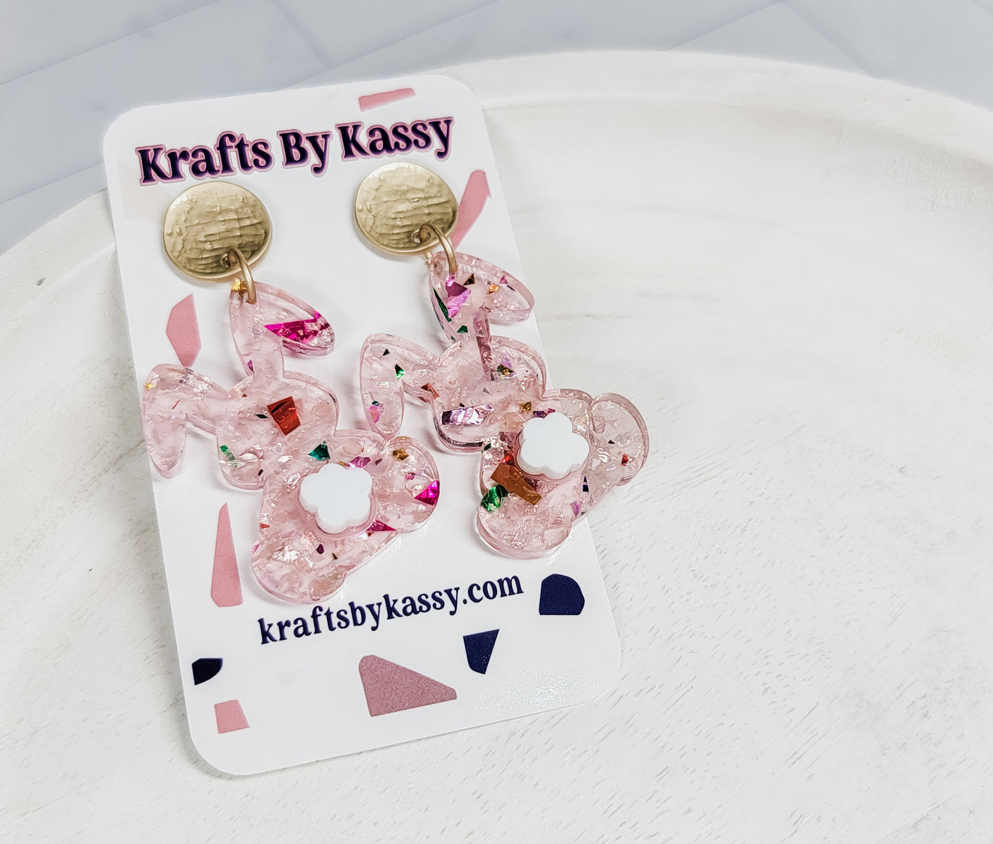 Pink Fluffy Bunny Earrings