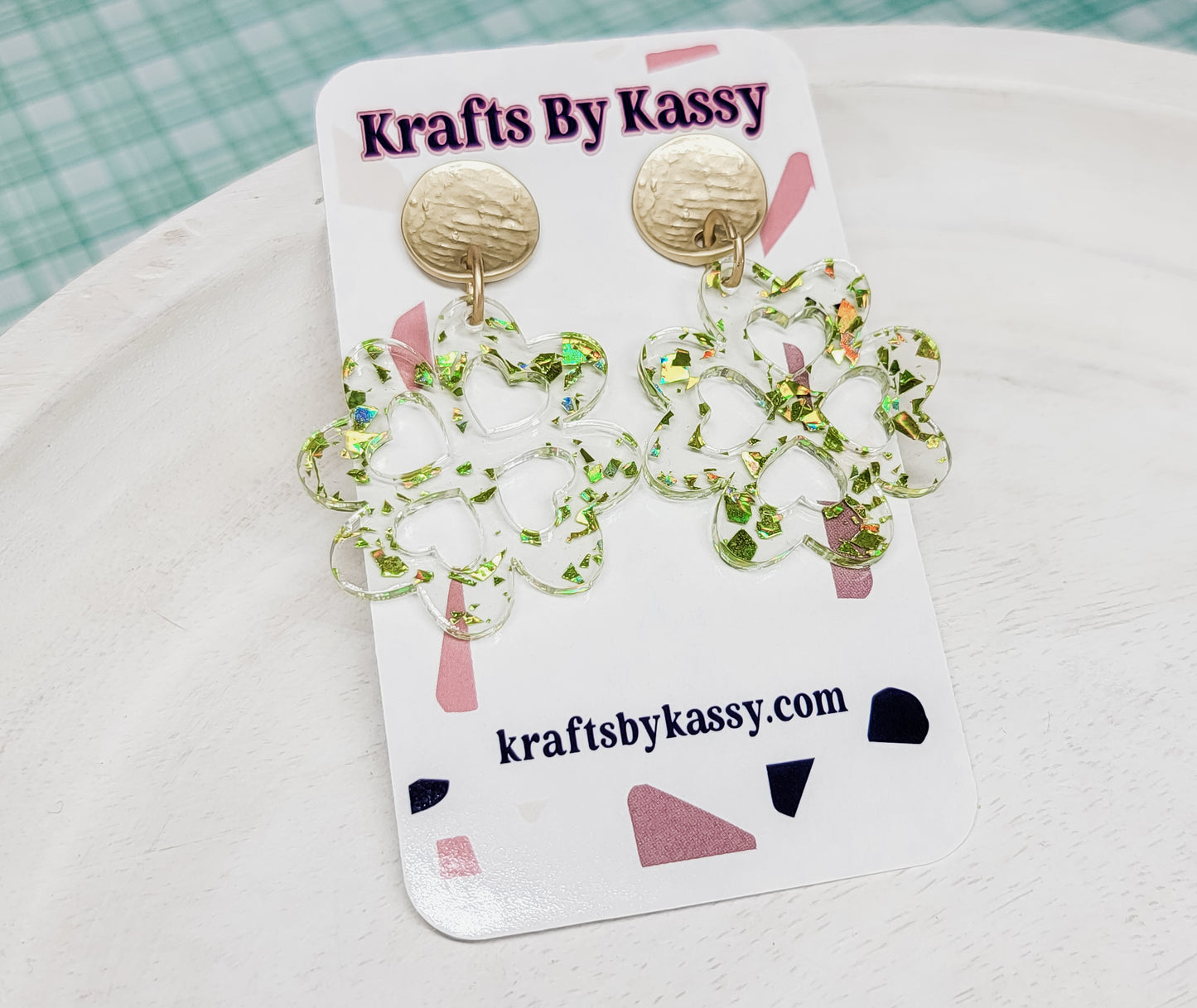 Glitter Flake Shamrock Earrings
