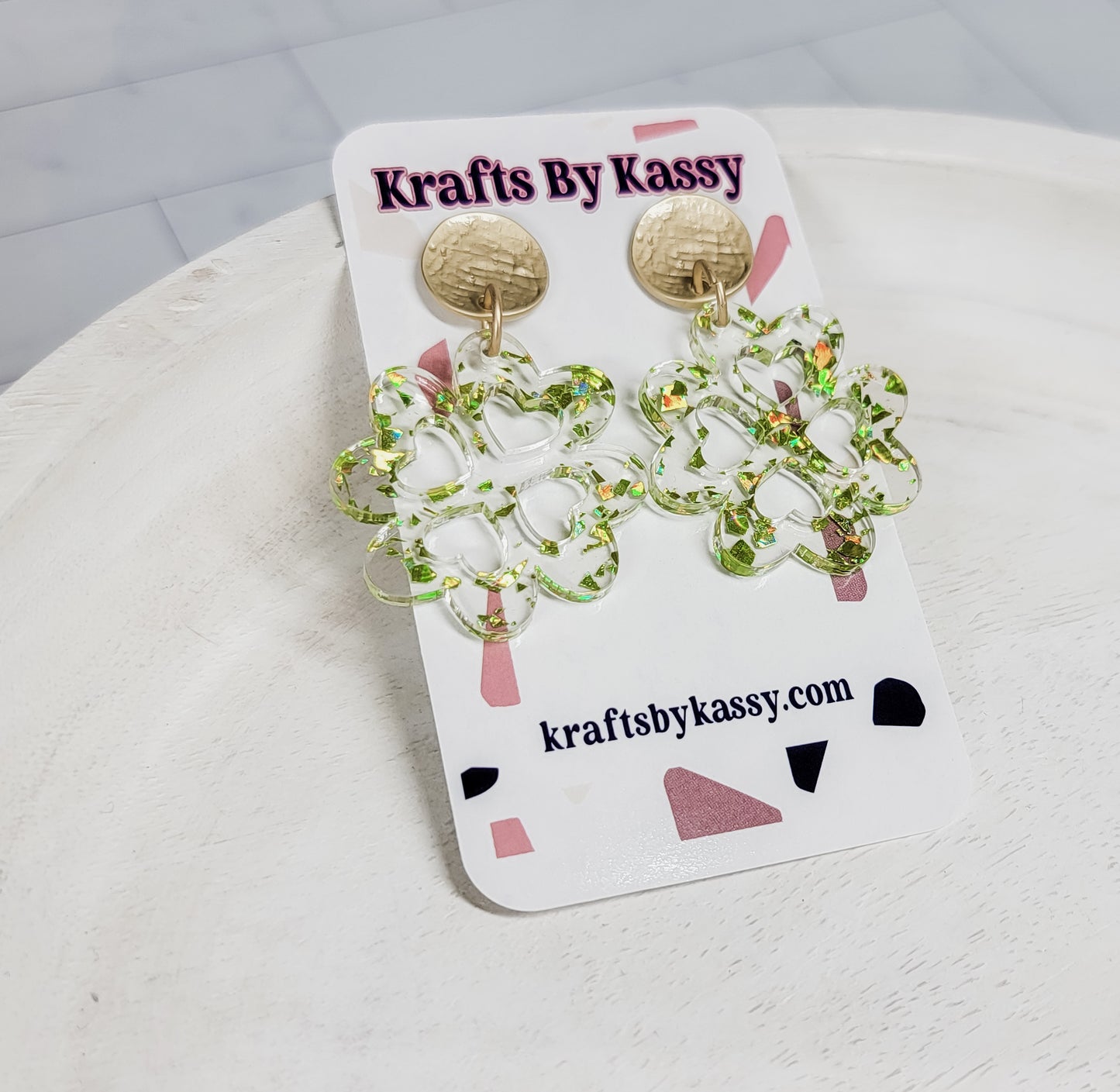 Glitter Flake Shamrock Earrings