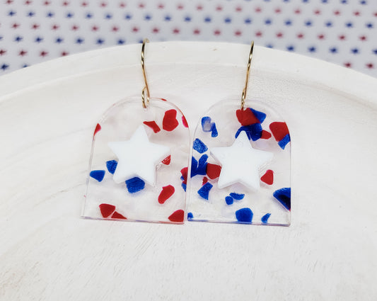 Red, White, & Blue Arch with Stars Earrings