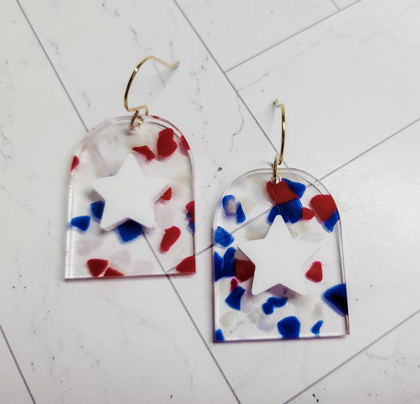 Red, White, & Blue Arch with Stars Earrings
