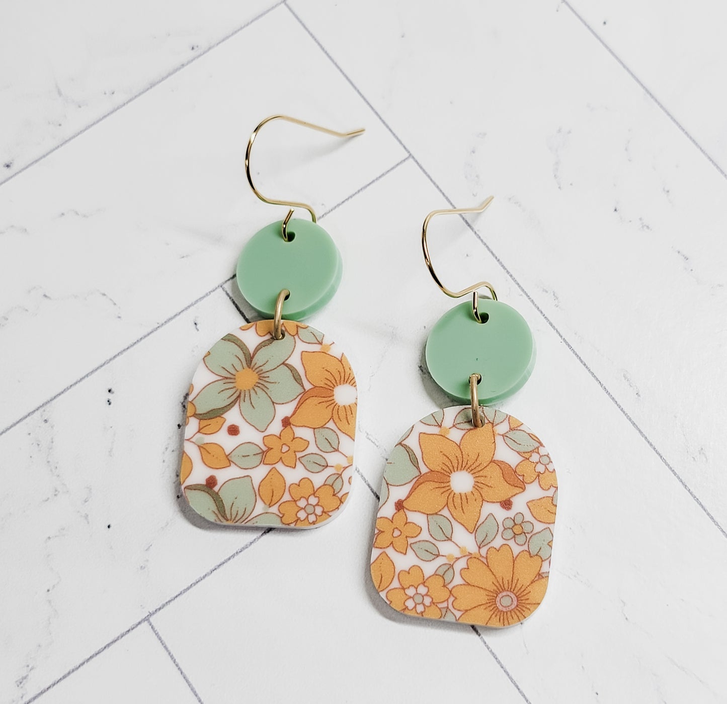 Round Arched Boho Floral Design Earrings