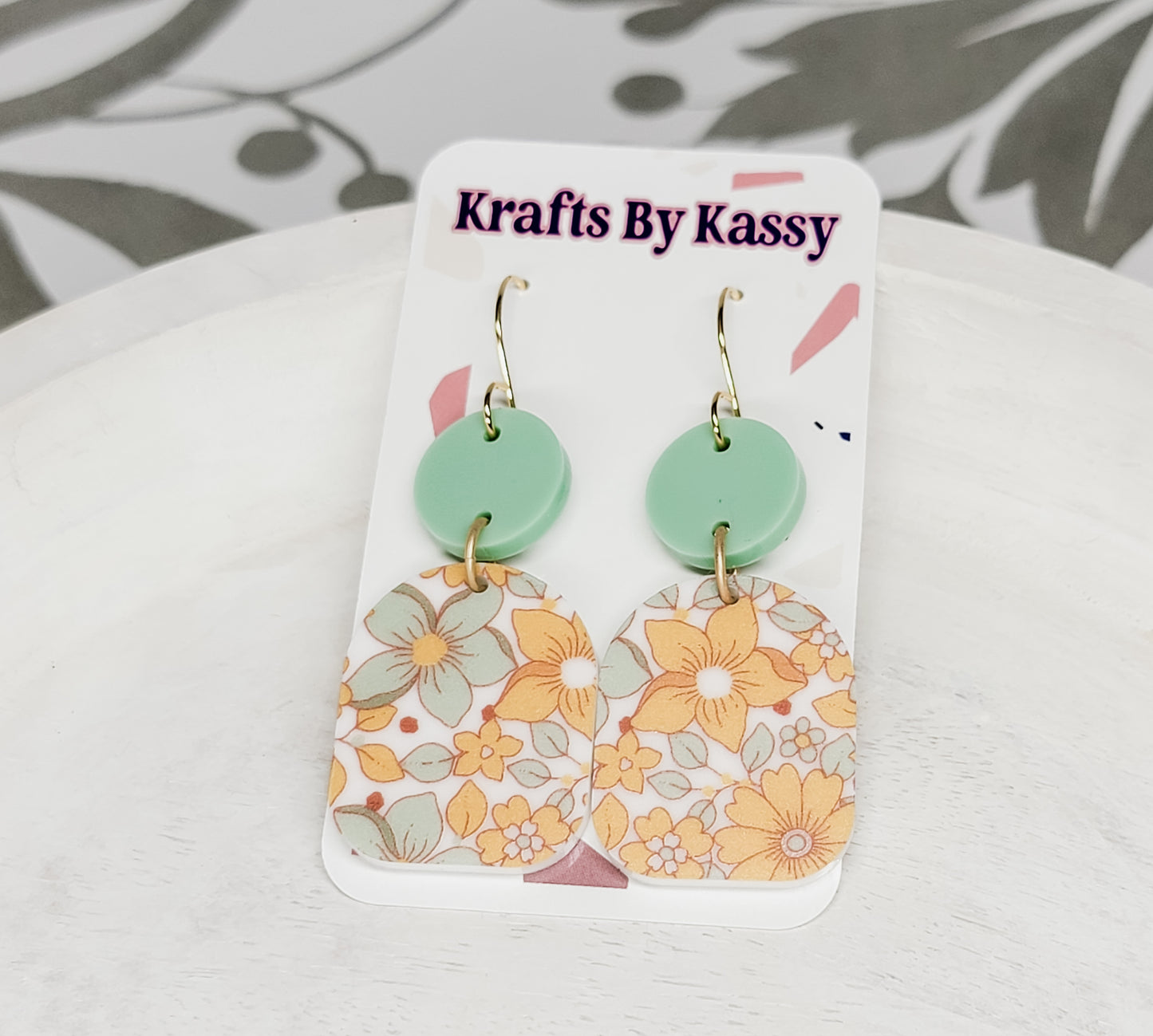 Round Arched Boho Floral Design Earrings