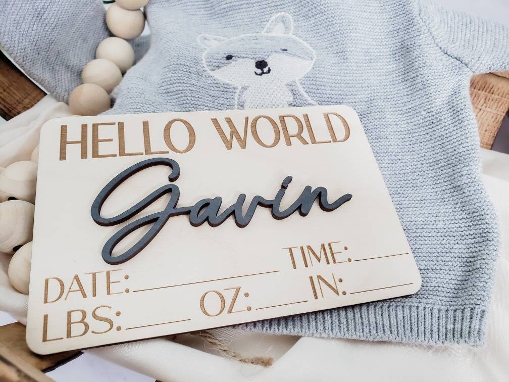 Birth Announcement Sign, Baby Name Announcement Stats Plaque, Hospital Baby Sign, Newborn Photo Prop, Engraved Baby Sign, Baby Shower Gift