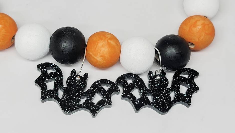 Bat Dangle Earrings, Halloween Earrings, Gift For Her, Acrylic Bat Earrings, Statement Earrings, Fall Jewelry