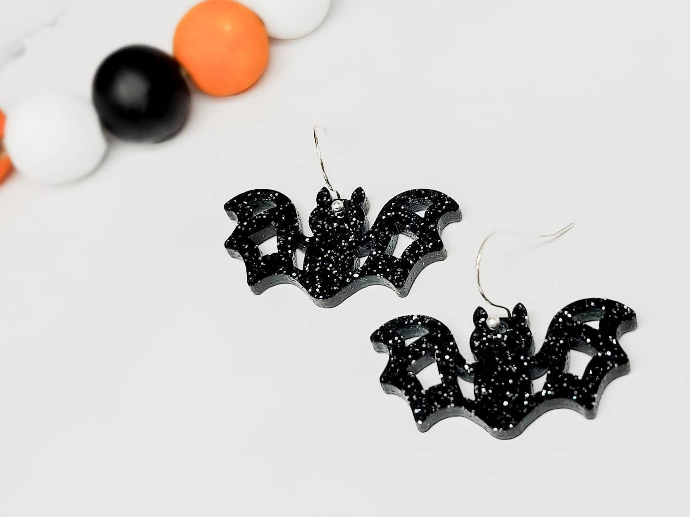 Bat Dangle Earrings, Halloween Earrings, Gift For Her, Acrylic Bat Earrings, Statement Earrings, Fall Jewelry