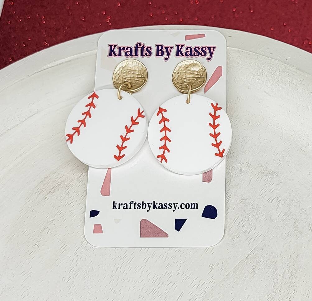 Baseball Earrings, Sports Earrings, Statement Acrylic Earrings, Baseball Acrylic Dangles, Sports Mama Gift