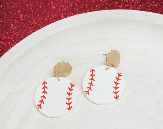 Baseball Earrings, Sports Earrings, Statement Acrylic Earrings, Baseball Acrylic Dangles, Sports Mama Gift