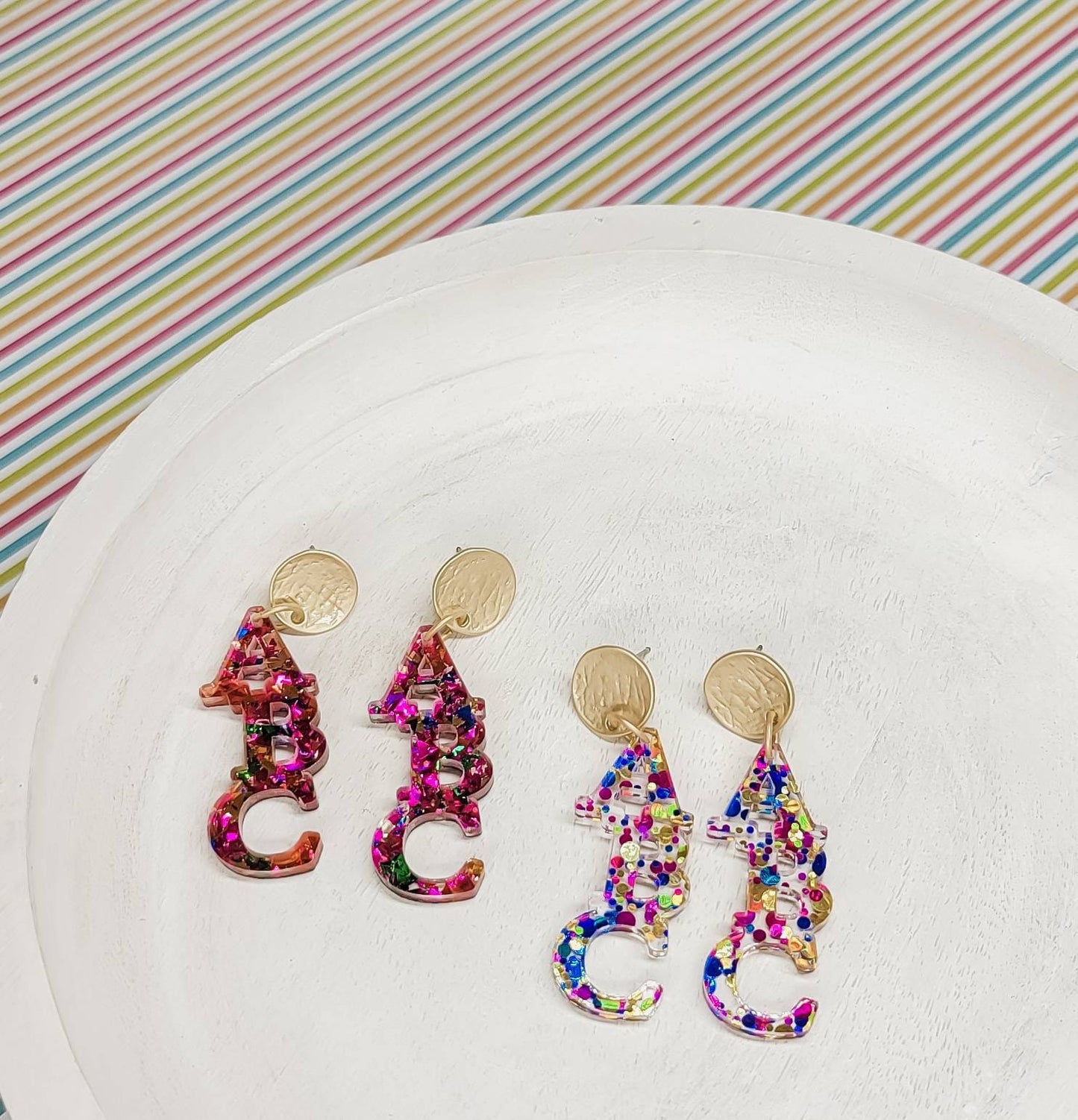 ABC Teacher Earrings, Educator Gift, Acrylic Earrings, Hypoallergenic Studs, Statement Acrylic Earrings