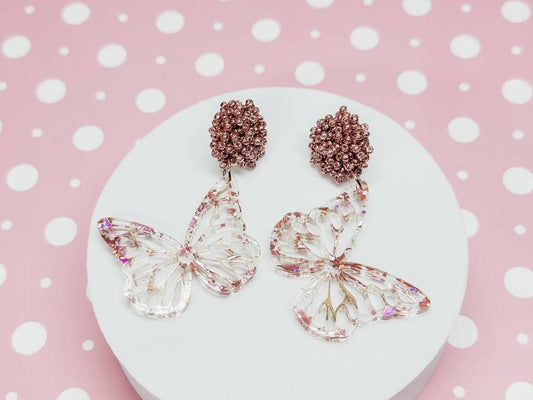 Butterfly Dangle Earrings, Spring Earrings, Accessories, Statement Acrylic Earrings, Acrylic Earrings, Butterfly Jewelry