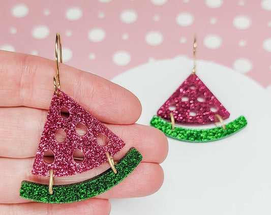 Watermelon Earring, Acrylic Earrings, Summer Accessories, Statement Acrylic Jewelry