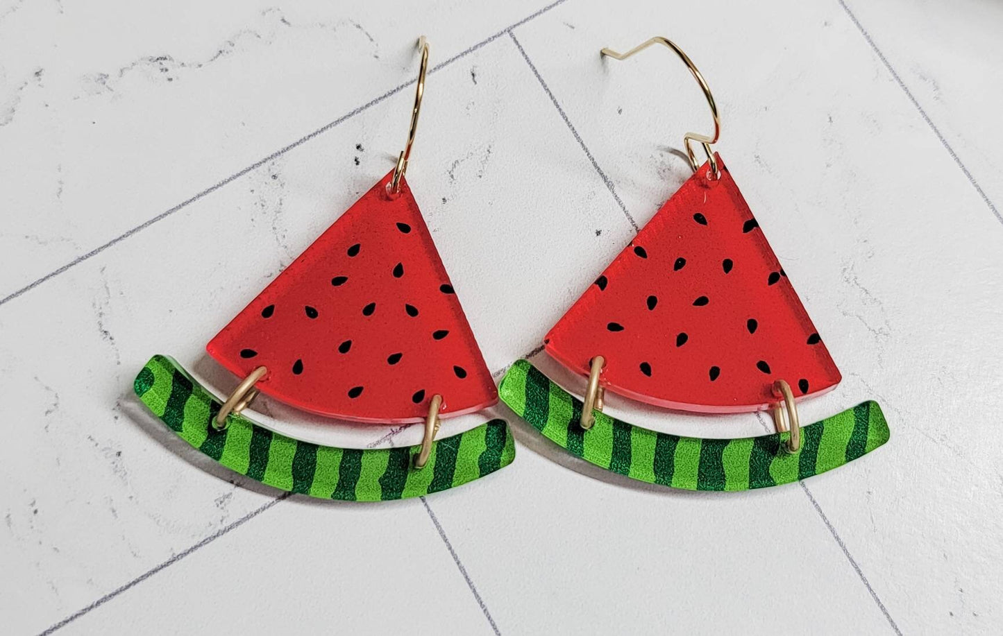 Watermelon Earring, Acrylic Earrings, Summer Accessories, Statement Acrylic Jewelry