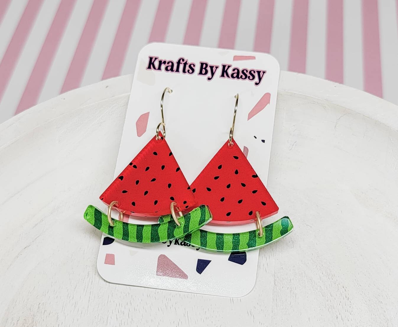Watermelon Earring, Acrylic Earrings, Summer Accessories, Statement Acrylic Jewelry
