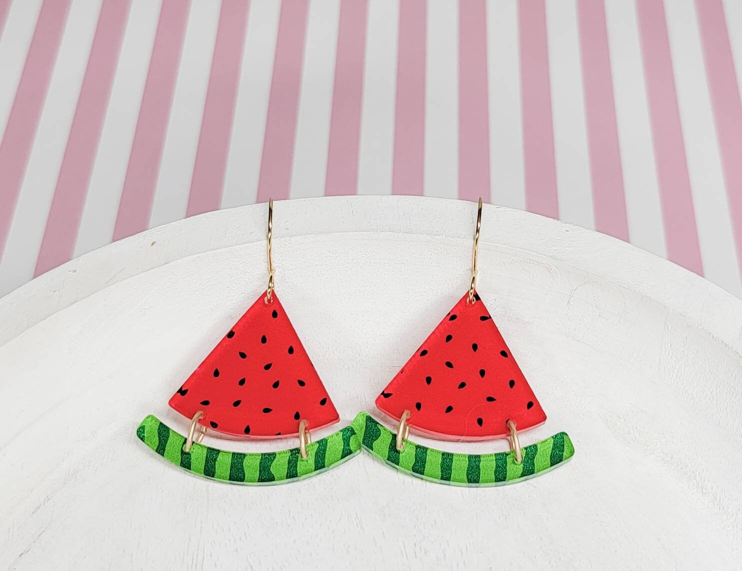 Watermelon Earring, Acrylic Earrings, Summer Accessories, Statement Acrylic Jewelry