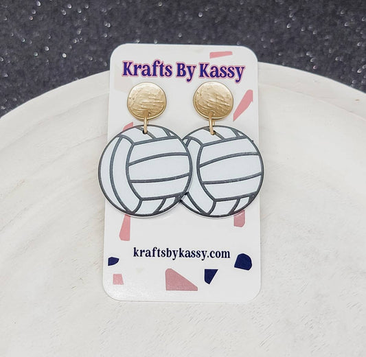 Volleyball Earrings, Sports Earrings, Statement Acrylic Earrings, Volleyball Acrylic Dangles, Sports Mama Gift