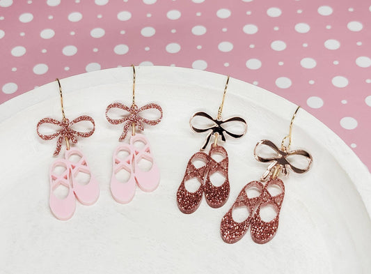 Ballet Slipper Earrings, Sports Jewelry, Statement Acrylic Earrings, Ballet Acrylic Dangles, Ballet Mama Gift