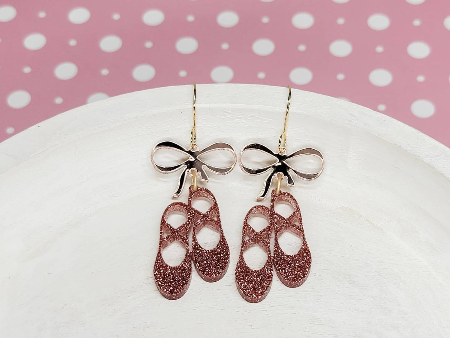 Ballet Slipper Earrings, Sports Jewelry, Statement Acrylic Earrings, Ballet Acrylic Dangles, Ballet Mama Gift