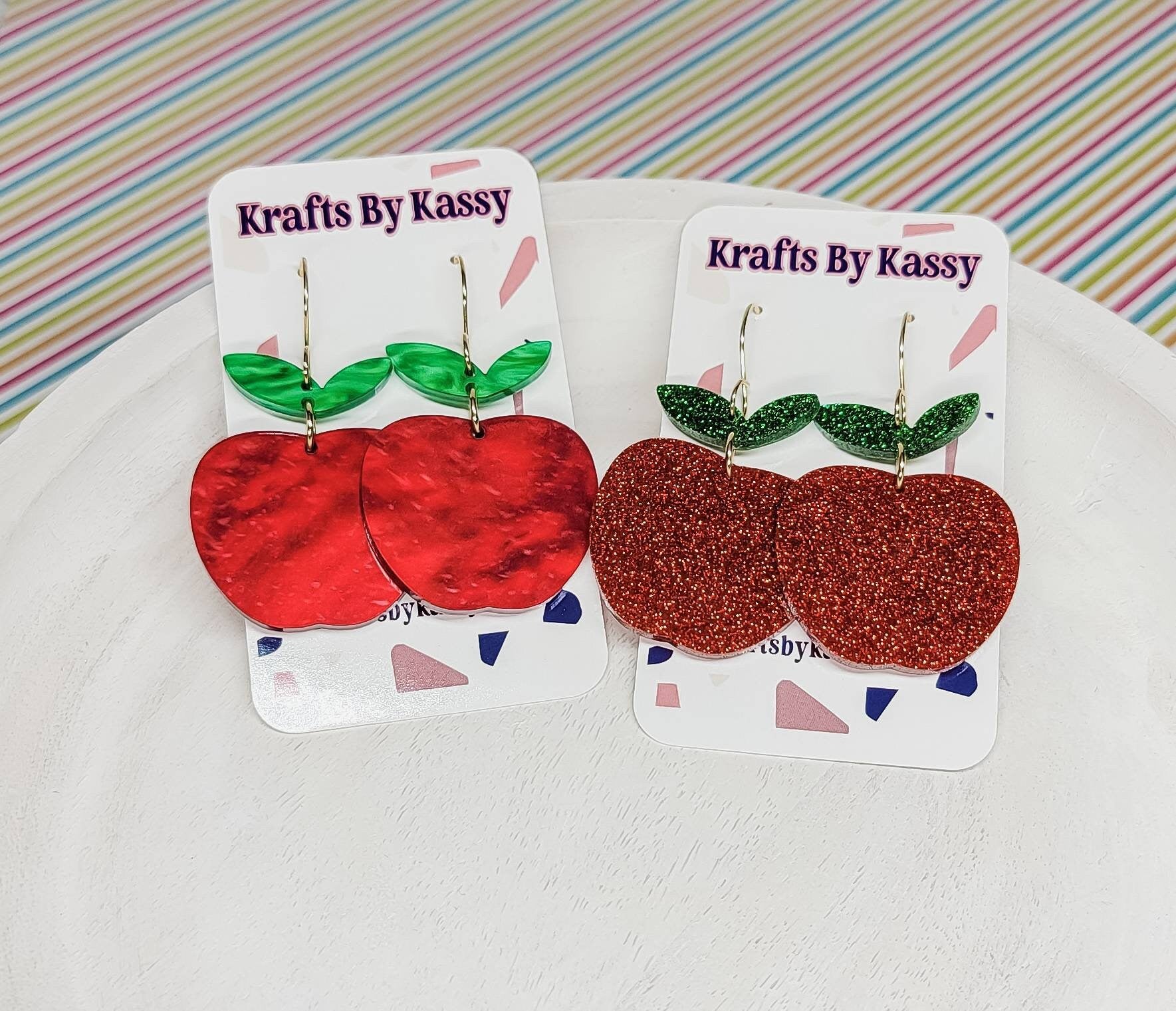 Apple Earrings, Elementary Teacher Gift, Acrylic Earrings, Fun Accessories, Hypoallergenic Hooks