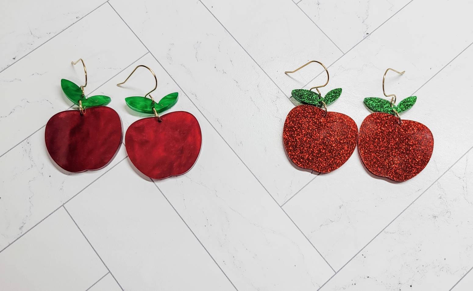 Apple Earrings, Elementary Teacher Gift, Acrylic Earrings, Fun Accessories, Hypoallergenic Hooks