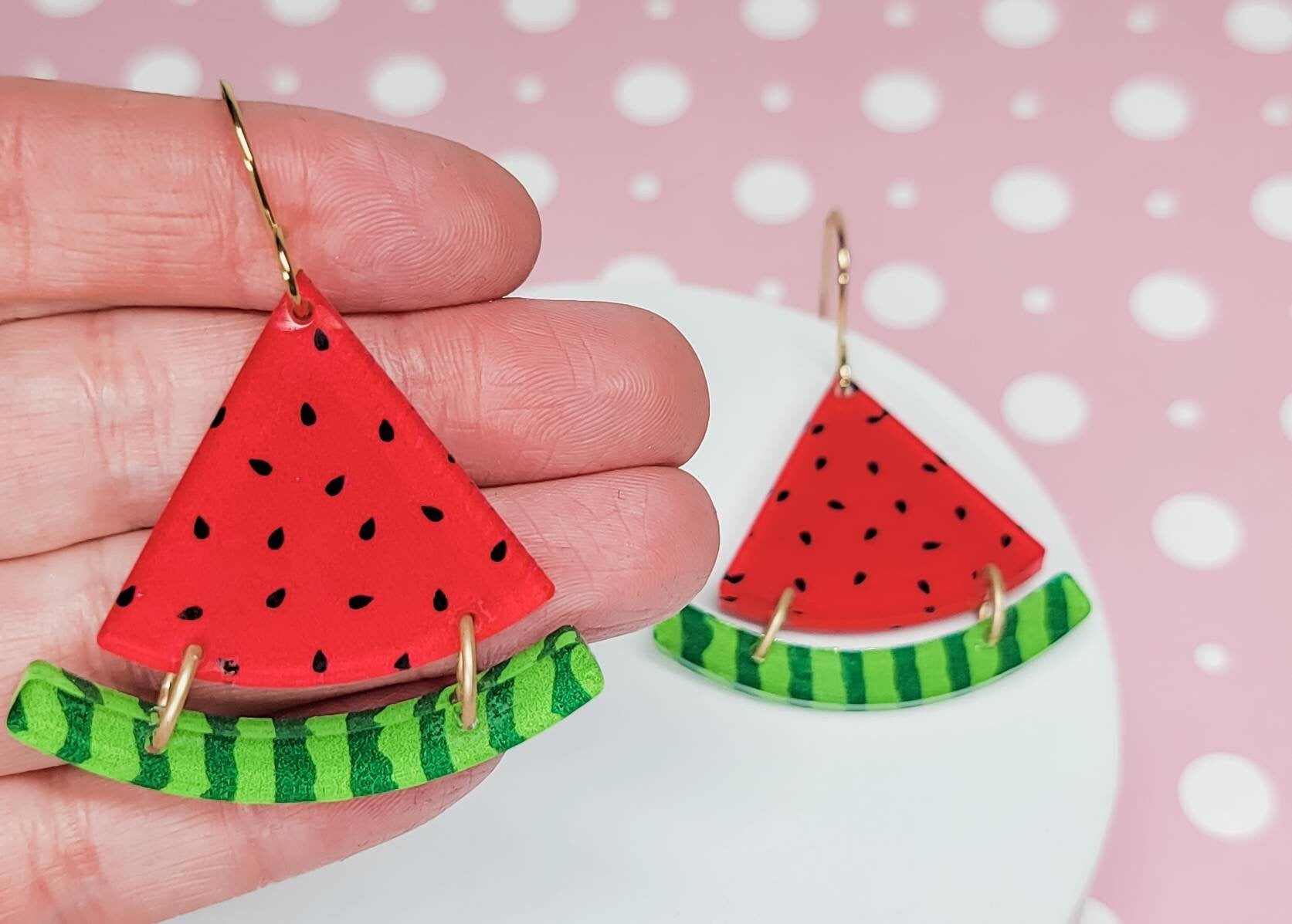 Watermelon Earring, Acrylic Earrings, Summer Accessories, Statement Acrylic Jewelry