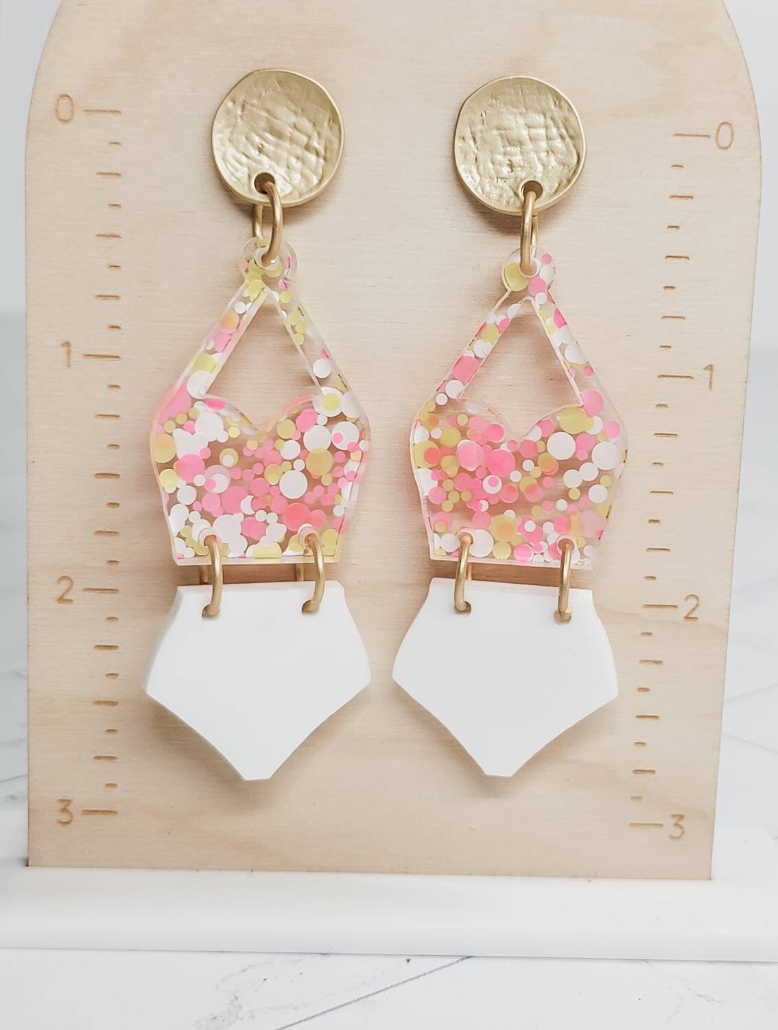 Retro Bathing Suit Earrings, Summer Earrings, Statement Acrylic Earrings, Fun Acrylic Accessories, Retro Jewelry, Beach Jewelry