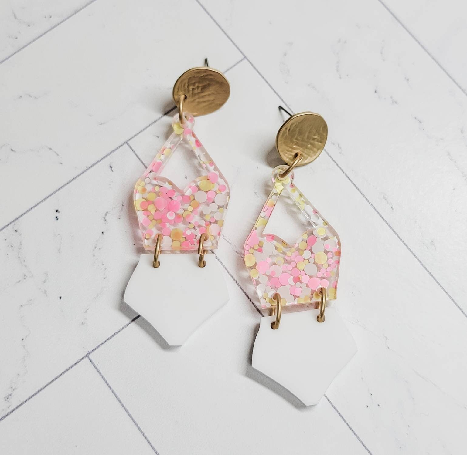 Retro Bathing Suit Earrings, Summer Earrings, Statement Acrylic Earrings, Fun Acrylic Accessories, Retro Jewelry, Beach Jewelry