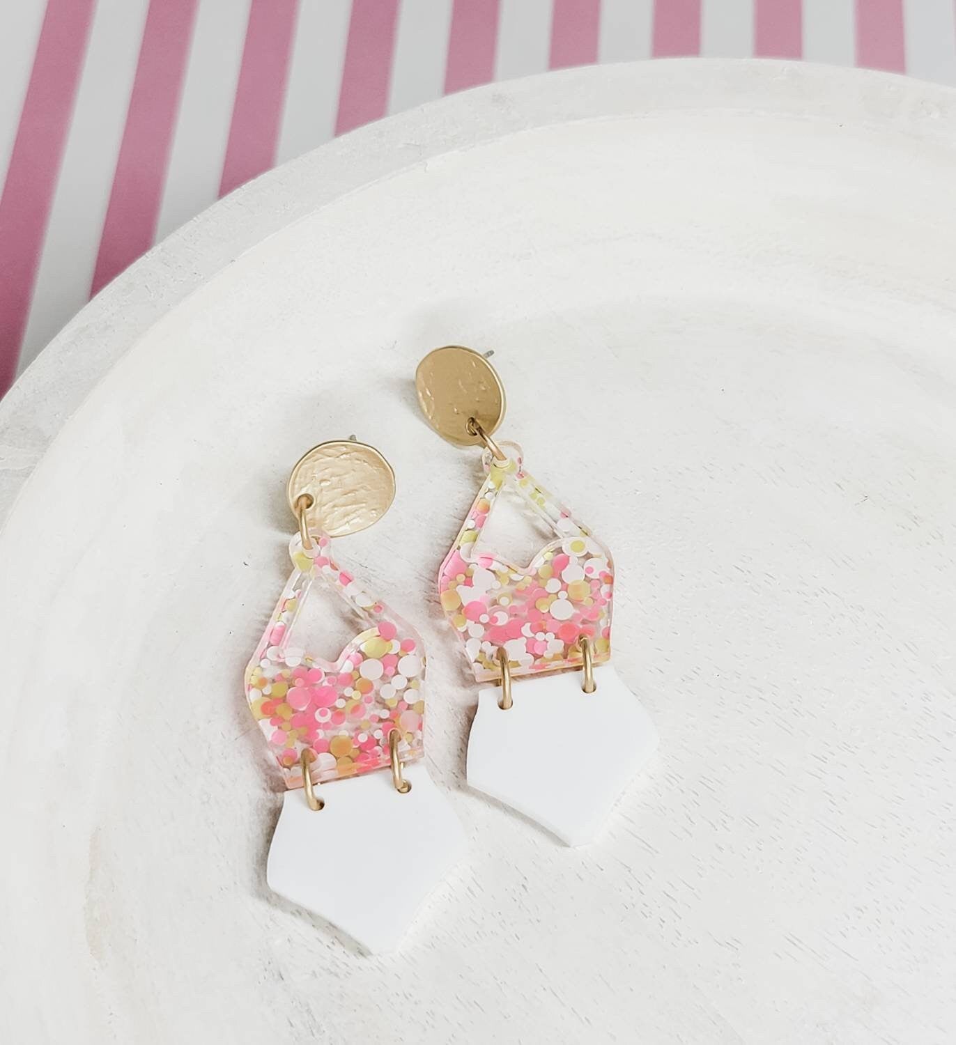 Retro Bathing Suit Earrings, Summer Earrings, Statement Acrylic Earrings, Fun Acrylic Accessories, Retro Jewelry, Beach Jewelry