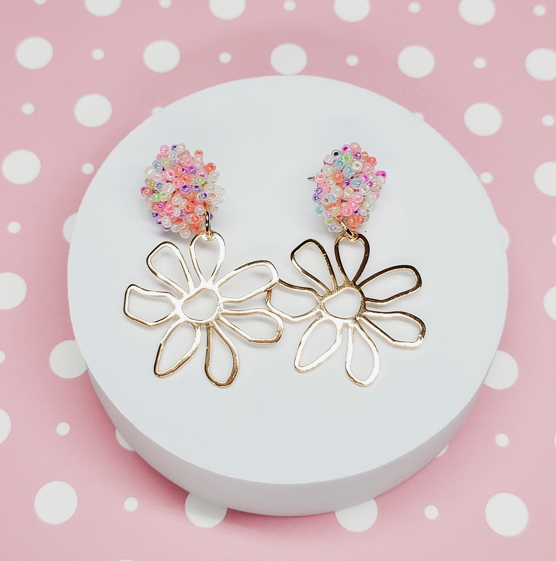 Boho Floral Earrings, Floral Dangles, Flower Jewelry, Acrylic Dangle Statement Earrings, Spring Accessiories