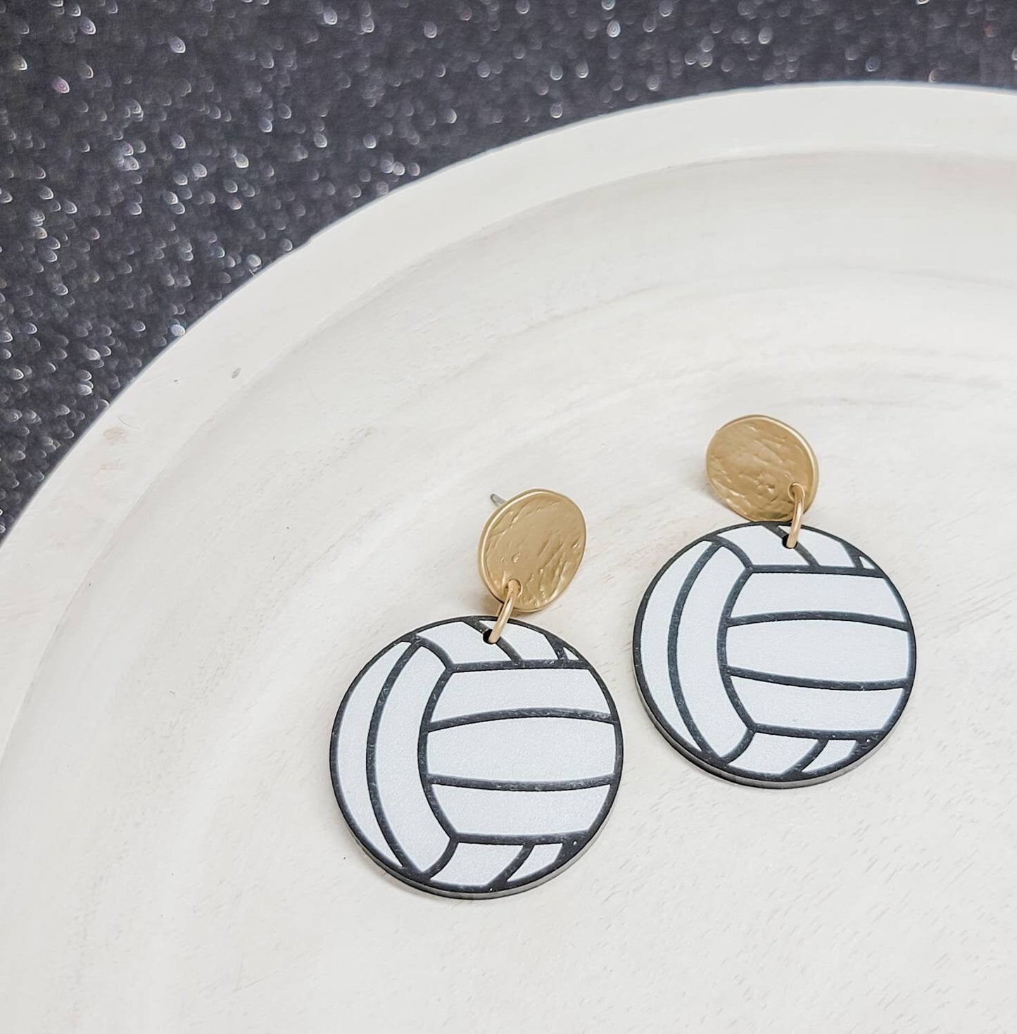 Volleyball Earrings, Sports Earrings, Statement Acrylic Earrings, Volleyball Acrylic Dangles, Sports Mama Gift