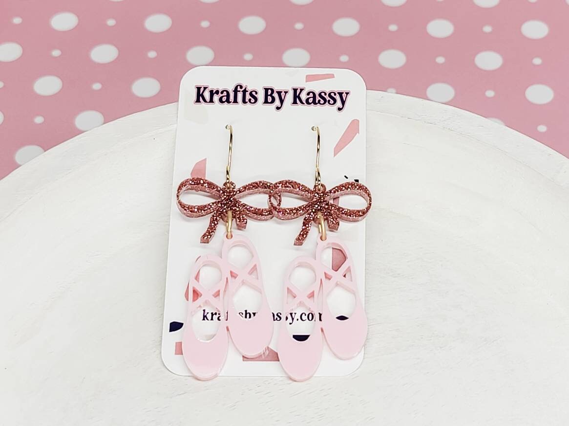 Ballet Slipper Earrings, Sports Jewelry, Statement Acrylic Earrings, Ballet Acrylic Dangles, Ballet Mama Gift
