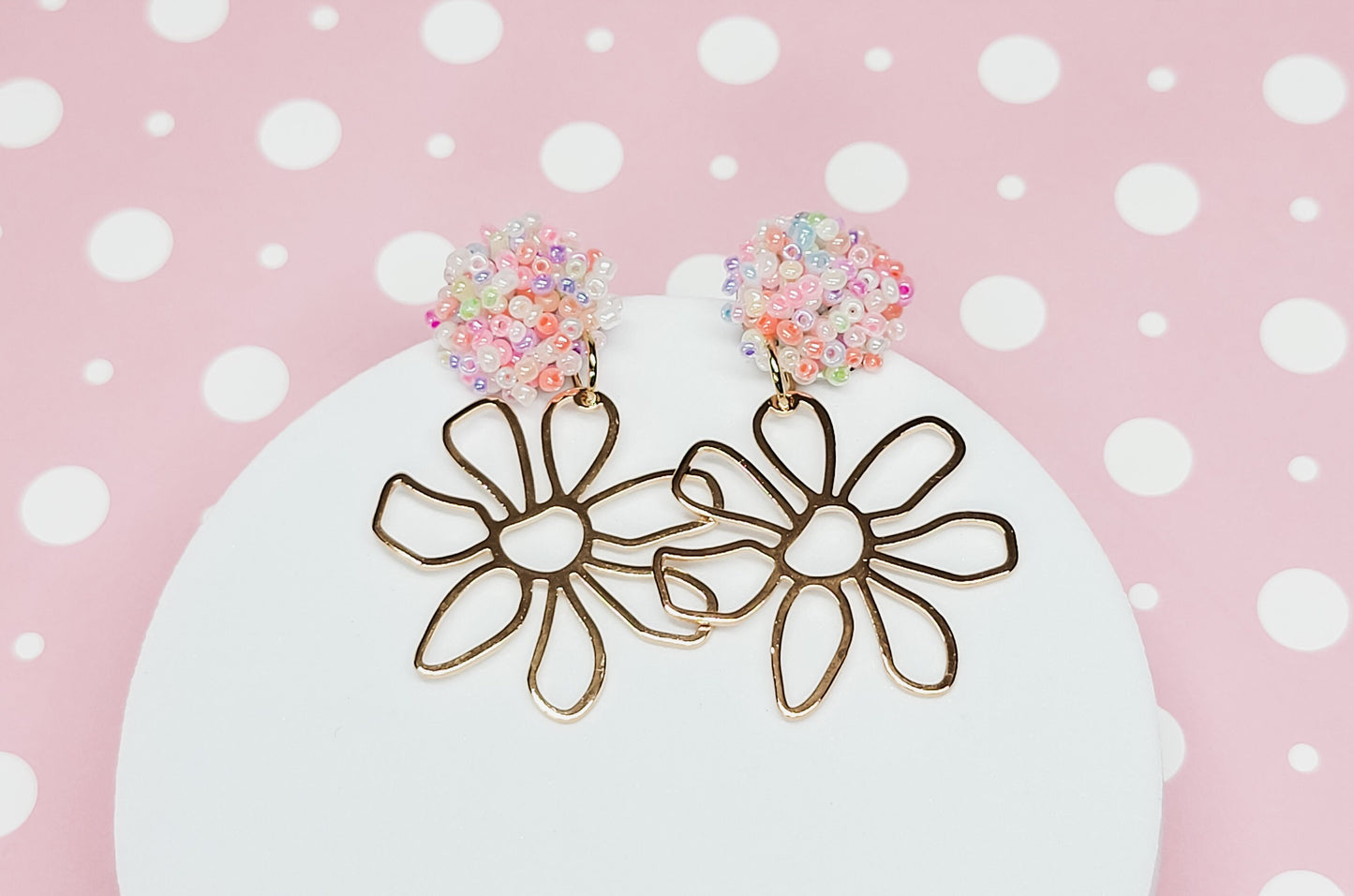 Boho Floral Earrings, Floral Dangles, Flower Jewelry, Acrylic Dangle Statement Earrings, Spring Accessiories